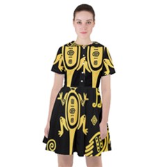Mexican Culture Golden Tribal Icons Sailor Dress by Apen