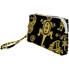 Mexican Culture Golden Tribal Icons Wristlet Pouch Bag (small) by Apen