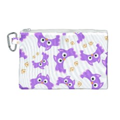 Purple Owl Pattern Background Canvas Cosmetic Bag (large) by Apen