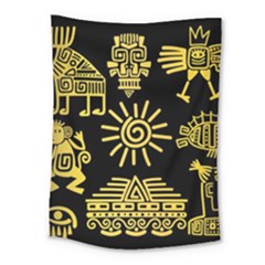Maya Style Gold Linear Totem Icons Medium Tapestry by Apen