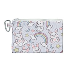 Seamless Pattern With Cute Rabbit Character Canvas Cosmetic Bag (medium) by Apen
