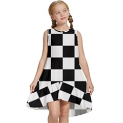 Chess Board Background Design Kids  Frill Swing Dress by Apen