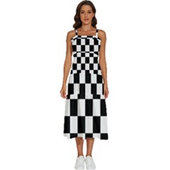 Chess Board Background Design Sleeveless Shoulder Straps Boho Dress by Apen