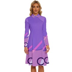 Colorful Labstract Wallpaper Theme Long Sleeve Shirt Collar A-line Dress