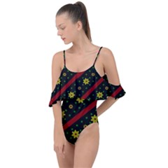 Background Pattern Texture Design Drape Piece Swimsuit by Jatiart