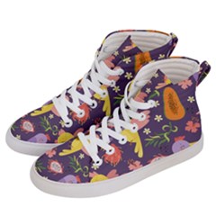 Exotic Seamless Pattern With Parrots Fruits Men s Hi-top Skate Sneakers by Ravend