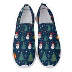 Snow Snowman Tree Christmas Tree Women s Slip On Sneakers by Ravend