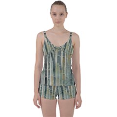 Bamboo Plants Tie Front Two Piece Tankini