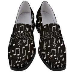 Chalk Music Notes Signs Seamless Pattern Women s Chunky Heel Loafers by Ravend