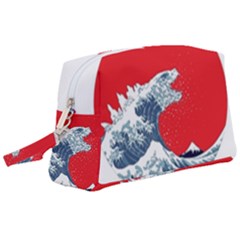 The Great Wave Of Kaiju Wristlet Pouch Bag (large) by Cendanart