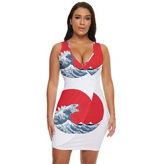 The Great Wave Of Kaiju Draped Bodycon Dress by Cendanart