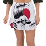 Japanese Sun & Wave Fishtail Mini Chiffon Skirt