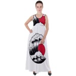 Japanese Sun & Wave Empire Waist Velour Maxi Dress