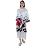 Japanese Sun & Wave Maxi Satin Kimono