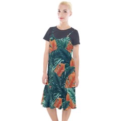 Green Tropical Leaves Camis Fishtail Dress