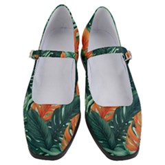 Green Tropical Leaves Women s Mary Jane Shoes