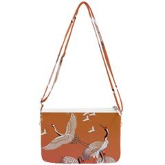 Japanese Crane Painting Of Birds Double Gusset Crossbody Bag by Cendanart