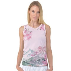 Pink Chinese Style Cherry Blossom Women s Basketball Tank Top by Cendanart