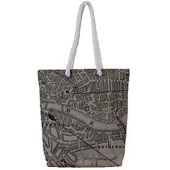 Vintage London Map Full Print Rope Handle Tote (small) by Cendanart