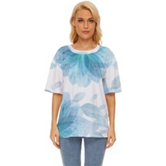 Blue-flower Oversized Basic T-shirt by saad11