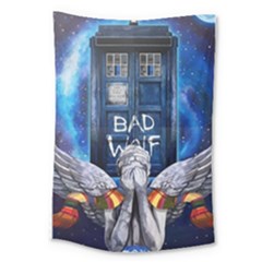 Doctor Who Adventure Bad Wolf Tardis Large Tapestry by Cendanart