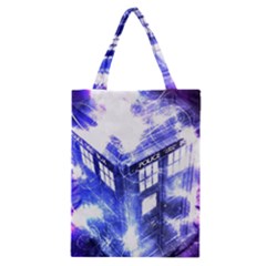 Tardis Doctor Who Blue Travel Machine Classic Tote Bag by Cendanart