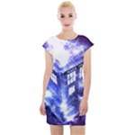 Tardis Doctor Who Blue Travel Machine Cap Sleeve Bodycon Dress