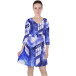 Tardis Doctor Who Blue Travel Machine Quarter Sleeve Ruffle Waist Dress