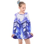 Tardis Doctor Who Blue Travel Machine Kids  Long Sleeve Dress