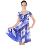 Tardis Doctor Who Blue Travel Machine Cap Sleeve Midi Dress