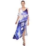 Tardis Doctor Who Blue Travel Machine Maxi Chiffon Cover Up Dress