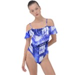Tardis Doctor Who Blue Travel Machine Frill Detail One Piece Swimsuit