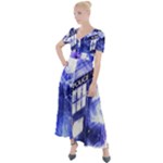 Tardis Doctor Who Blue Travel Machine Button Up Short Sleeve Maxi Dress