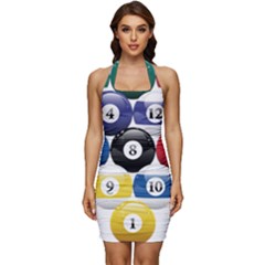 Racked Billiard Pool Balls Sleeveless Wide Square Neckline Ruched Bodycon Dress by Ket1n9