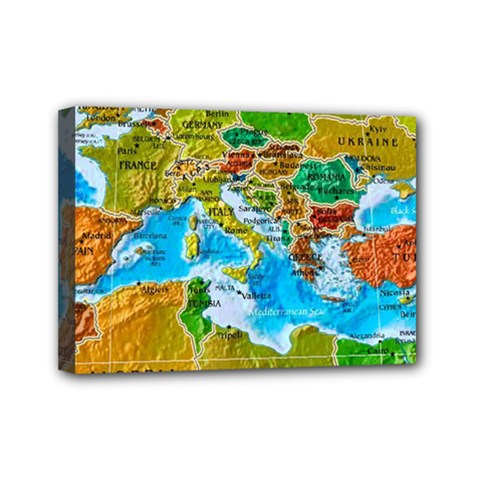 World Map Mini Canvas 7  X 5  (stretched) by Ket1n9