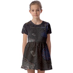 World Map Kids  Short Sleeve Pinafore Style Dress by Ket1n9