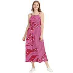 Pink Circuit Pattern Boho Sleeveless Summer Dress by Ket1n9