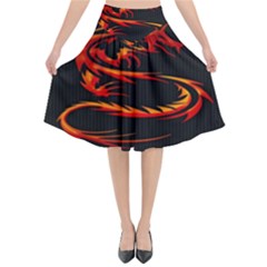 Dragon Flared Midi Skirt by Ket1n9