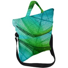 Sunlight Filtering Through Transparent Leaves Green Blue Fold Over Handle Tote Bag by Ket1n9