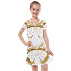 Simulated Gold Leaf Gilded Butterfly Kids  Cross Web Dress by essentialimage