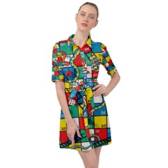 Snakes And Ladders Belted Shirt Dress by Ket1n9