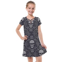 Dark Horror Skulls Pattern Kids  Cross Web Dress by Ket1n9