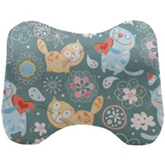 Cute Cat Background Pattern Head Support Cushion by Ket1n9