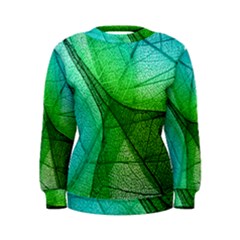 Sunlight Filtering Through Transparent Leaves Green Blue Women s Sweatshirt by Ket1n9