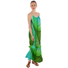 Sunlight Filtering Through Transparent Leaves Green Blue Cami Maxi Ruffle Chiffon Dress by Ket1n9