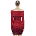 Red Grunge Texture Black Gradient Long Sleeve Off Shoulder Dress View2
