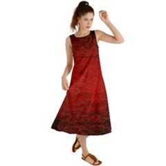 Red Grunge Texture Black Gradient Summer Maxi Dress by Ket1n9