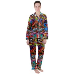 Art Color Dark Detail Monsters Psychedelic Women s Long Sleeve Satin Pajamas Set	 by Ket1n9