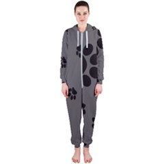 Dog Foodprint Paw Prints Seamless Background And Pattern Hooded Jumpsuit (ladies) by Ket1n9