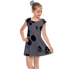Dog Foodprint Paw Prints Seamless Background And Pattern Kids  Cap Sleeve Dress by Ket1n9